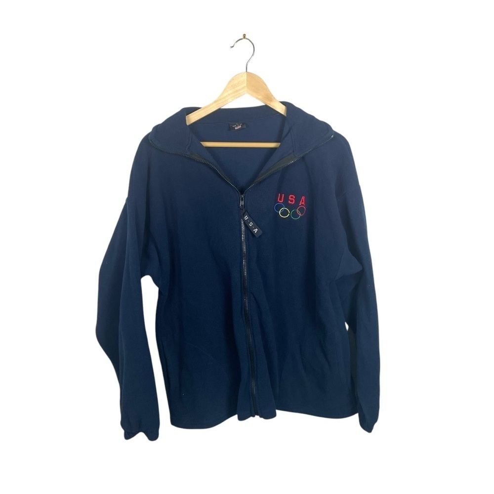 Team USA Olympics Full Zip Fleece Jacket in Navy Size L